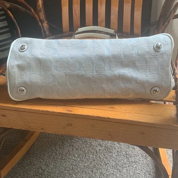 Coach Silver and White Bag Purse - Picture 3 of 12